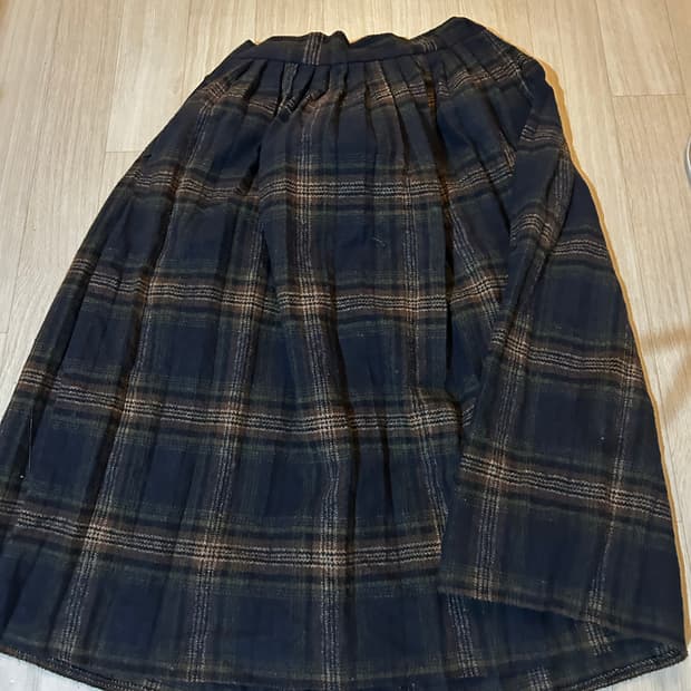 빈티지 체크 롱 스커트