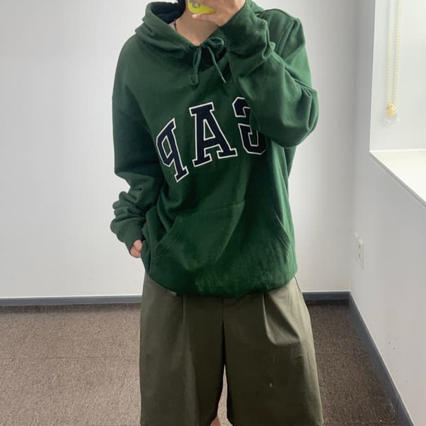 Gap 갭 네이비 로고 그린 후드티