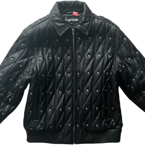 슈프림 18fw 퀄티드 스터드 레더 자켓