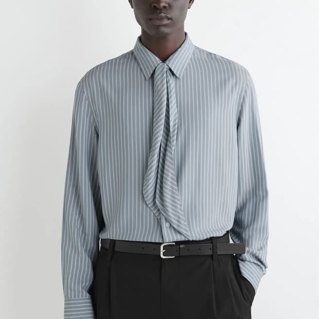 코스 타이 디테일 스트라이프 셔츠 / M