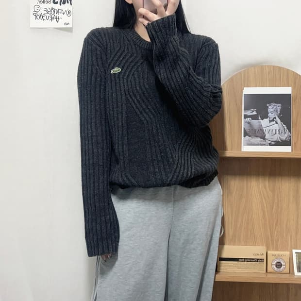 [정품] 라코스테 챠콜 골지 니트 [ 2 ]