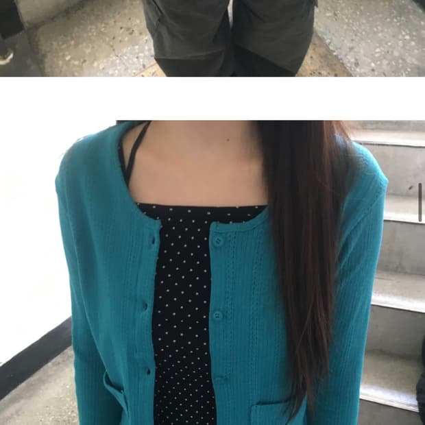 아워캐비넷 펀칭 가디건 빨강