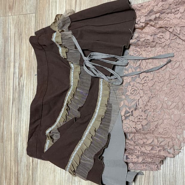 빈티지 브라운 언발 랩스커트 히피 페어리 오리엔탈