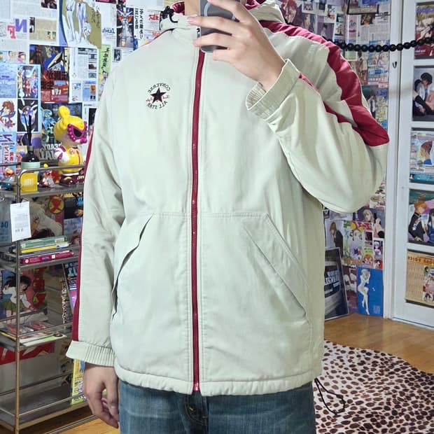 컨버스 올스타 베이지 올드스쿨 안기모 패디드 점퍼