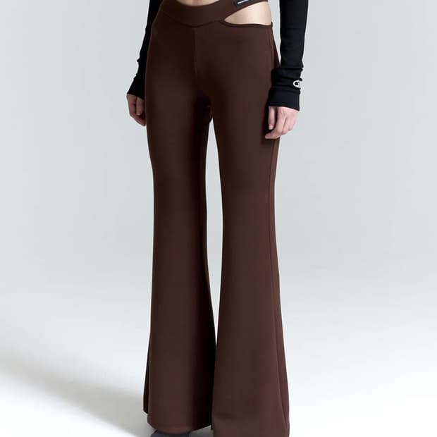 락케이크 Side Cutout Bootcut (브라운) 부츠컷 팬츠