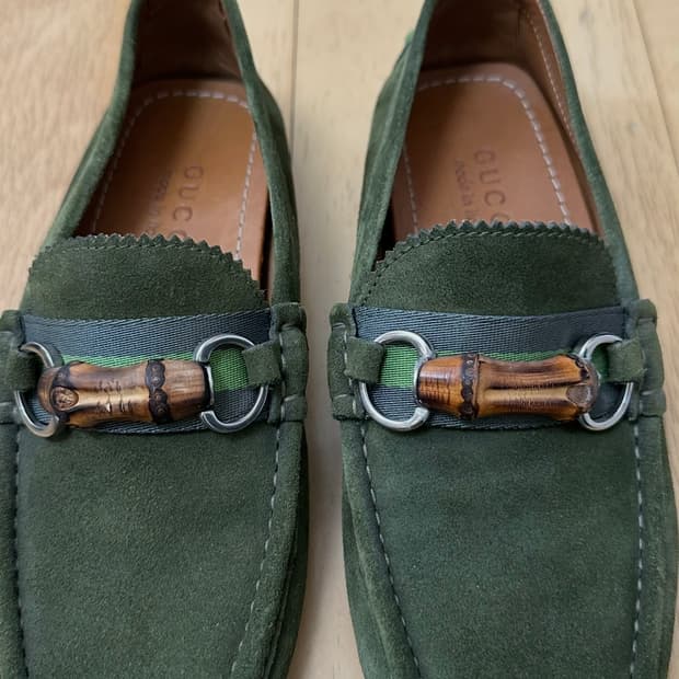 구찌 Gucci 스웨이드 뱀부 비트 로퍼