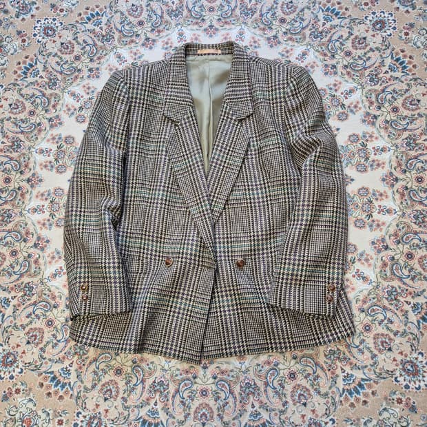 올드 버버리 캐시미어 더블 트위드 재킷