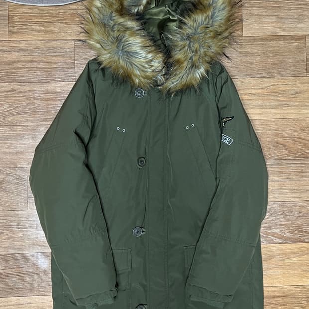 후드 퍼 야상 점퍼 카키