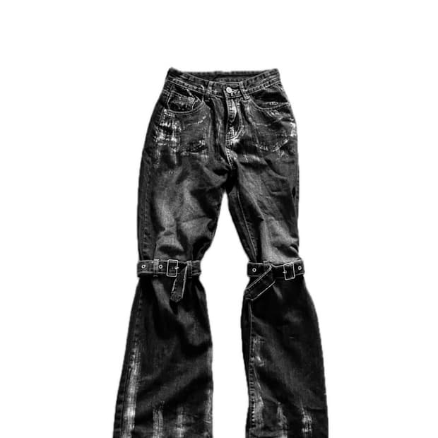 블랙 펑크 카고 팬츠