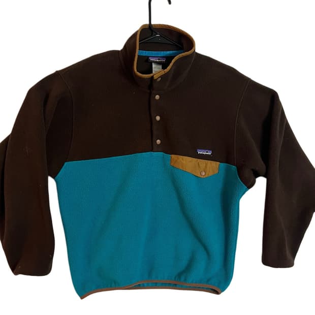97FW 파타고니아 신칠라 스냅-티 플리스 브라운/청록색