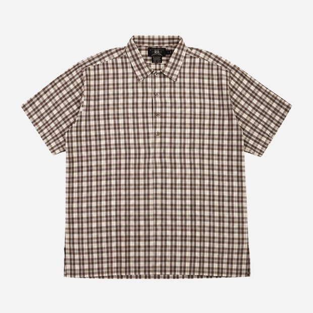 RRL 더블알엘 브라운 체크 풀오버 셔츠