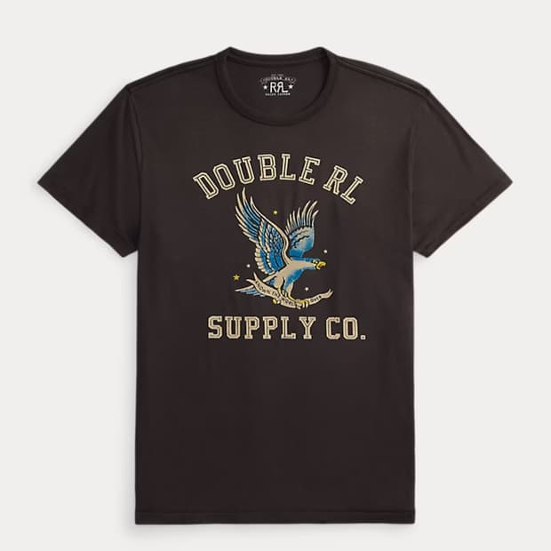 더블알엘 rrl 가먼트다이 저지 그래픽 티셔츠 L,XL