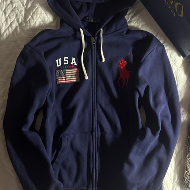 폴로 빅포니 성조기 후드집업 네이비 L