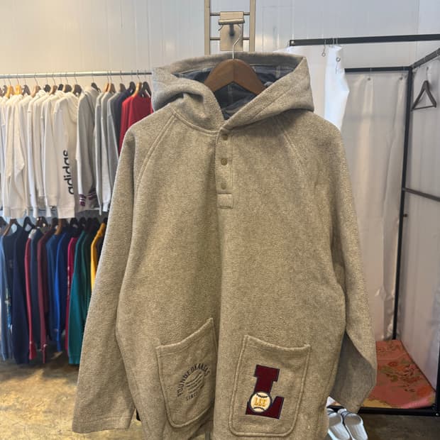 Lee 기모 포켓 래글런 후드티(엑라)