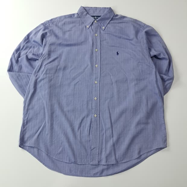 CA397 2XL 폴로 빅사이즈 90s 블루 헤링본 셔츠 남방