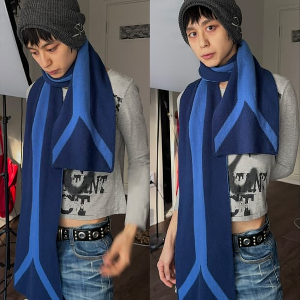 Gap 블루 콘트라스트 머플러