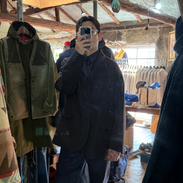 비즈빔 VISVIM 울 린넨 혼방 핀스트라이프 블레이져 재킷