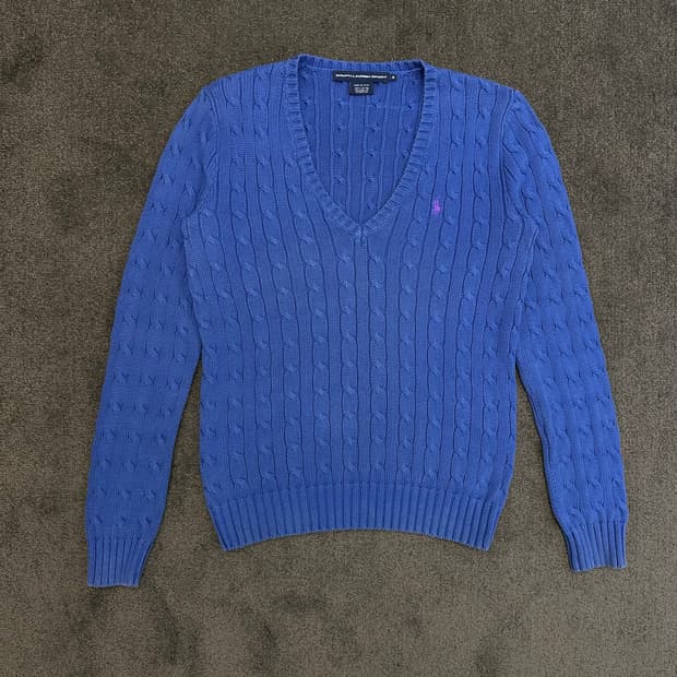 폴로 랄프로렌 브이넥 케이블 니트 M