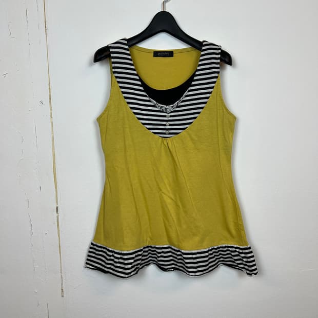 T105 JPN 모리/러블리/펑크/Y2K 민소매 탑 L