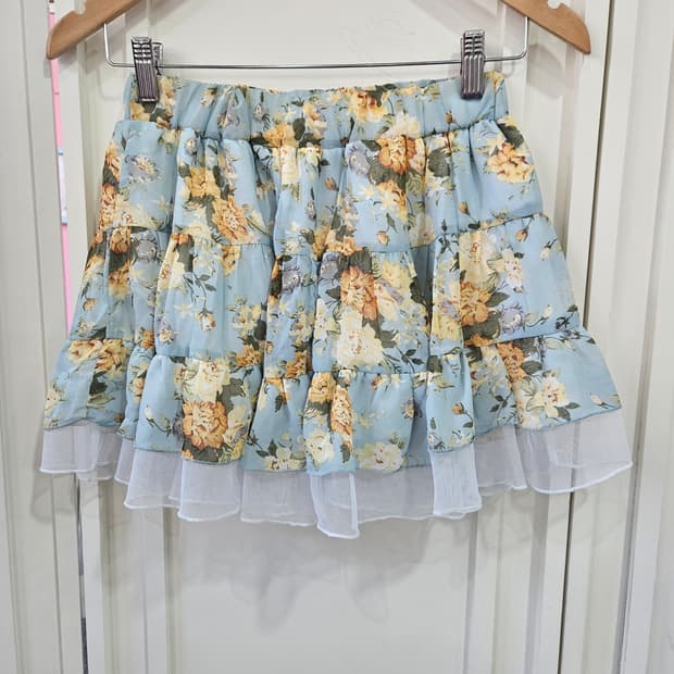 플라워 티어드 스커트