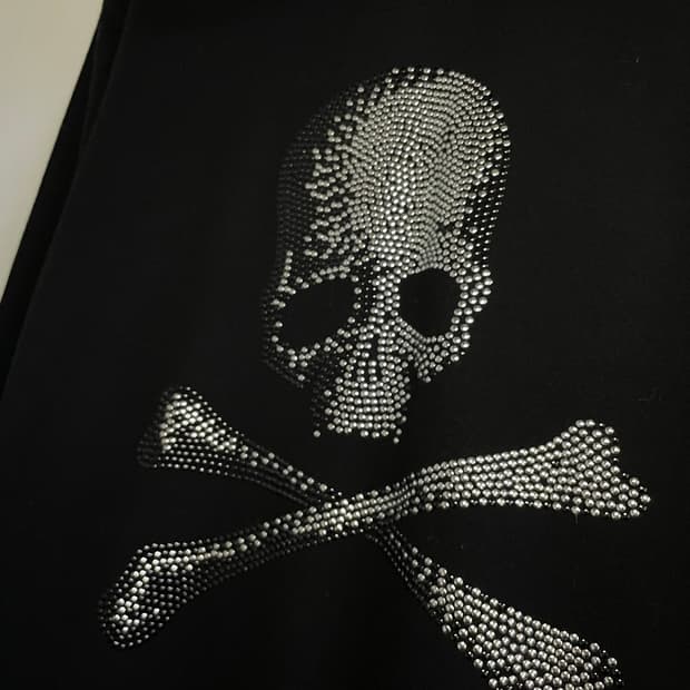 스컬 스터드 롱 후드 집업