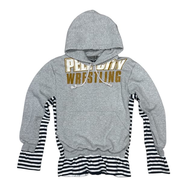 2013 꼼데가르송 해체주의 스트라이프 롱슬리브 결합 후드티 스웨터