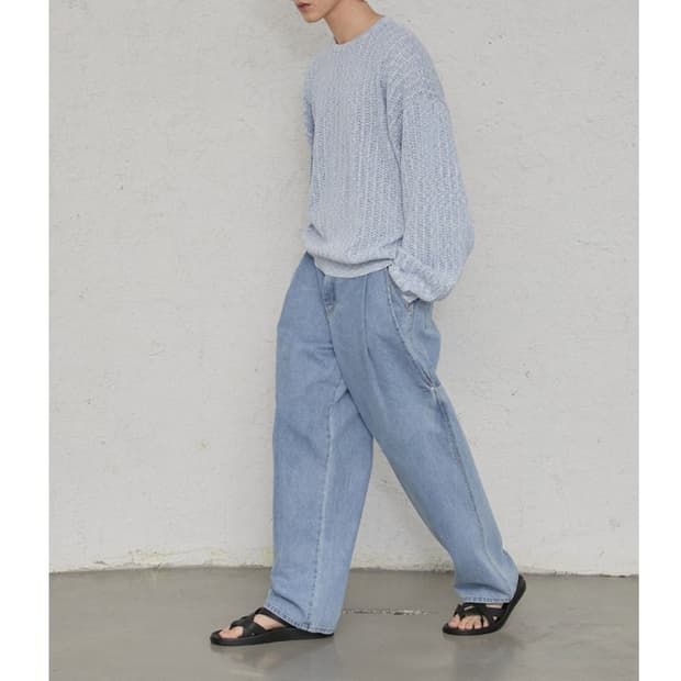 세터 Satur 이비자 내추럴 메시드 니트 남 L