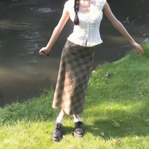 CHEPI brown check long skirt