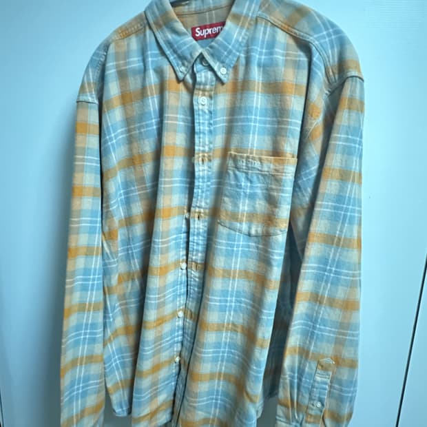 슈프림 플레이드 플란넬 셔츠 탄 - 24ss