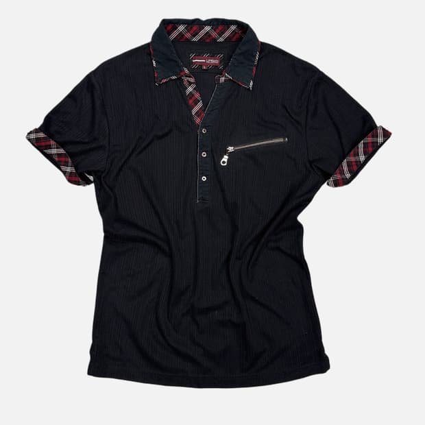 check layered snap pk t-shirt