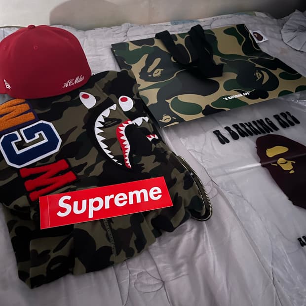 [정품300%]베이프 카모 더블샤크후드