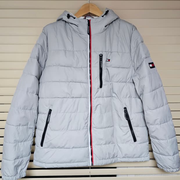 타미힐피거 후드 패딩 자켓 회색 XL(105)