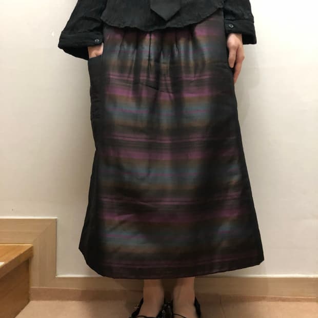 빈티지 블랙 오리엔탈 패딩 스커트