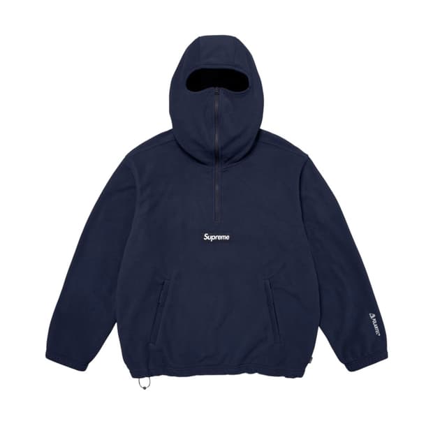 슈프림 폴라텍 페이스 마스크 하프 집 후드 스웨트셔츠 네이비 - 25FW