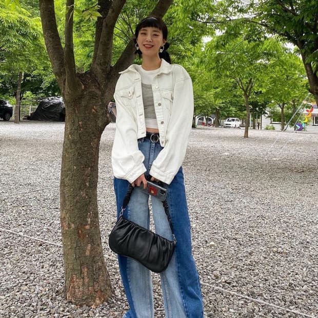 1993스튜디오 투톤 와이드 데님 팬츠