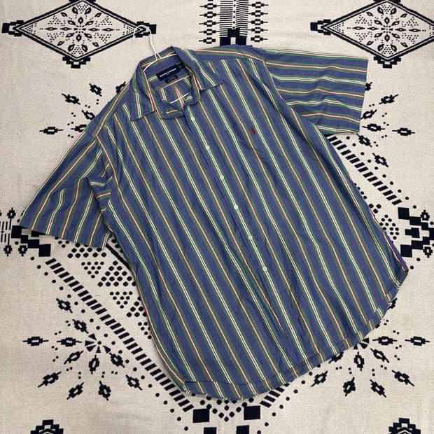 폴로 랄프로렌 골프 틸든 스트라이프 반팔 셔츠 L P00066