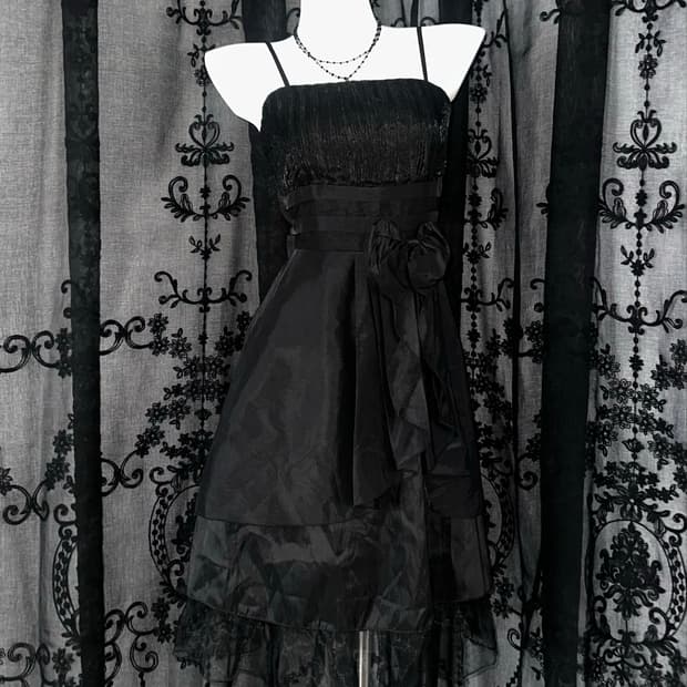 black satin ribbon mini dress