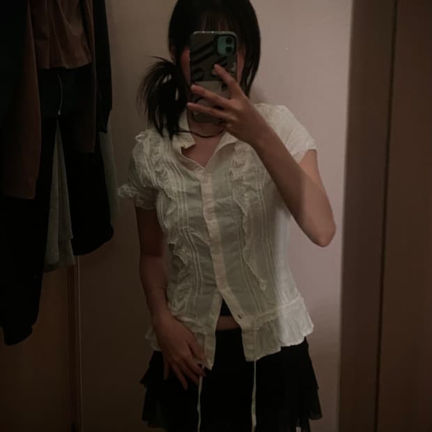 빈티지한 느낌 블라우스, 스커트,가디건 세트