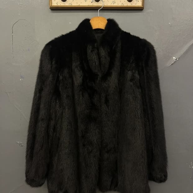 Real Mink 100% 리얼 밍크 블랙 풀스킨 밍크 코트