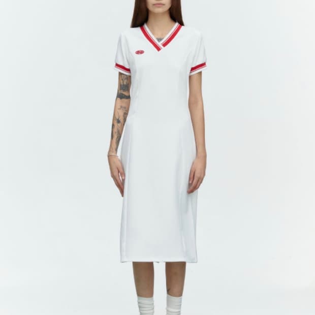 미나수 스트라이프 져지 원피스 (화이트 M)