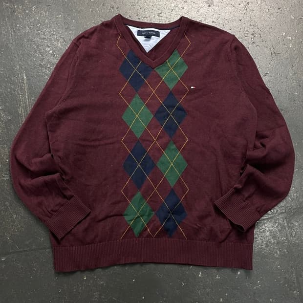 100 타미힐피거 아가일 니트