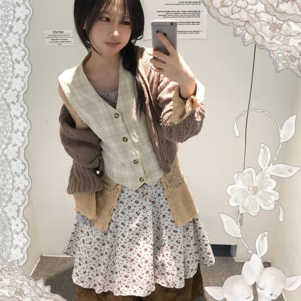 빈티지 베이지 모리 코디세트