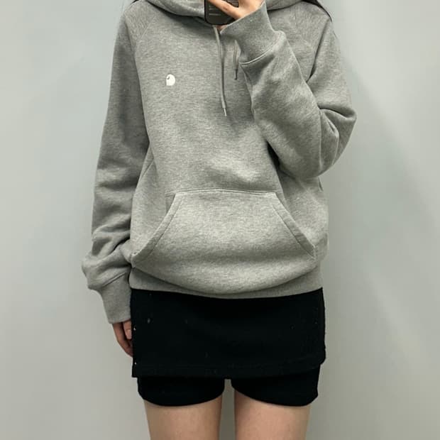 칼하트 wip 자수로고 그레이 후드티