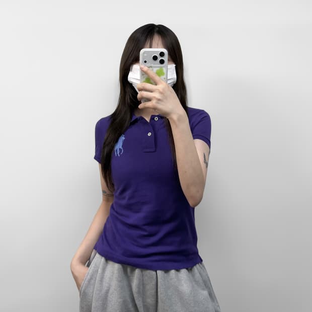 폴로 랄프로렌 빅 포니 자수 슬림 카라티 퍼플