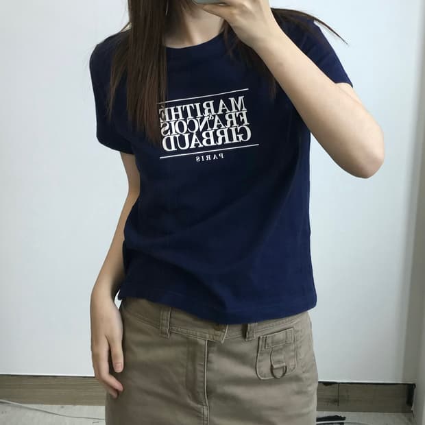 마리떼 네이비 반팔 티셔츠