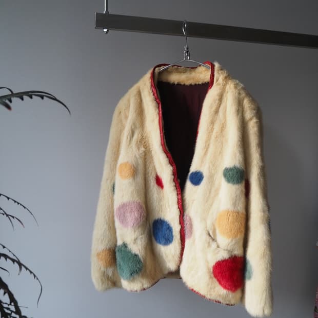 vintage dot fur jacket 