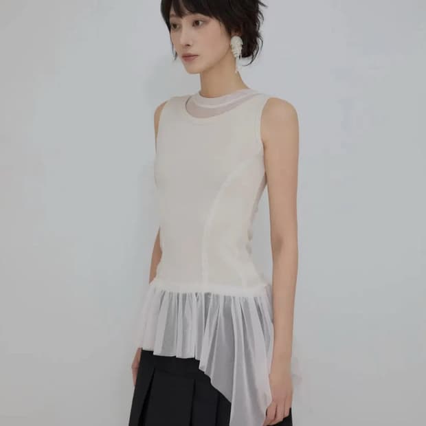 flareup Layered Lace Frill Sleeveless 크림