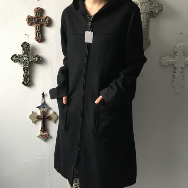 Woolen hood coat