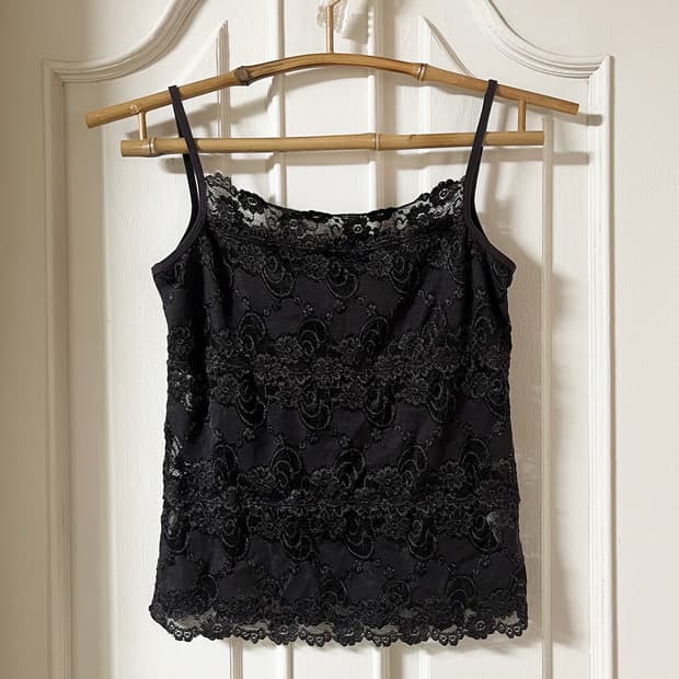 vintage flower lace sleeveless top