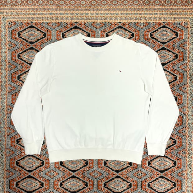 타미힐피거 화이트 코튼 맨투맨 남성L 